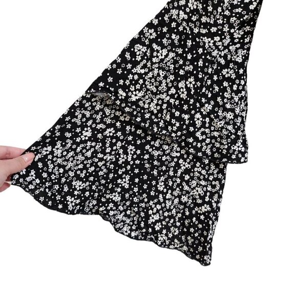 Intimately Free People Blouse S Black Ditsy Floral Bodysuit Dramatical‎ Ruffled - Picture 8 of 15
